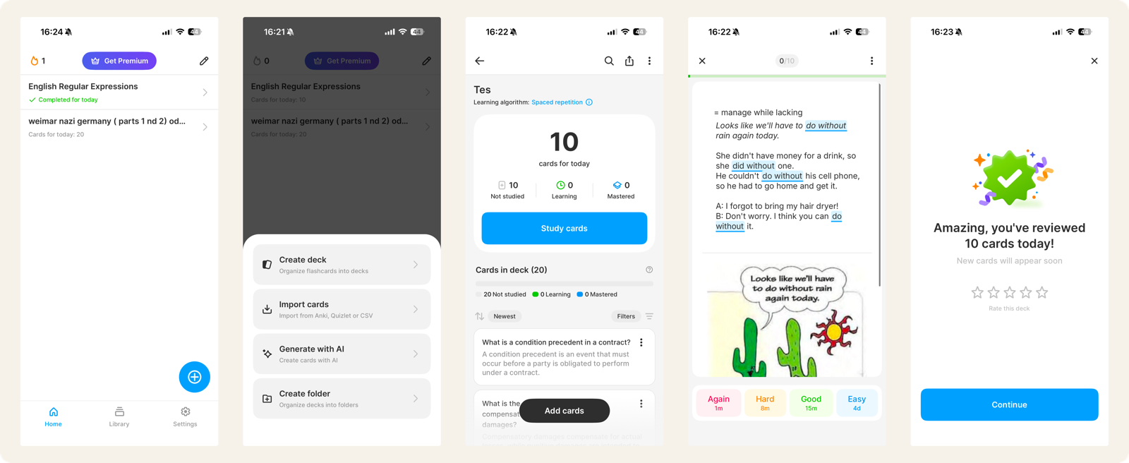 Noji flashcard study interface